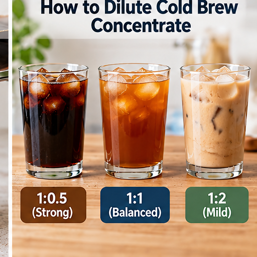 Cold brew concentrate dilution ratios with water and ice